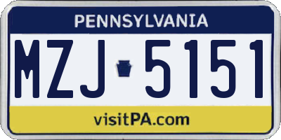 PA license plate MZJ5151