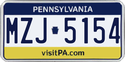 PA license plate MZJ5154