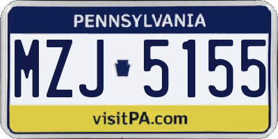 PA license plate MZJ5155