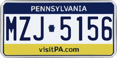 PA license plate MZJ5156