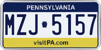 PA license plate MZJ5157