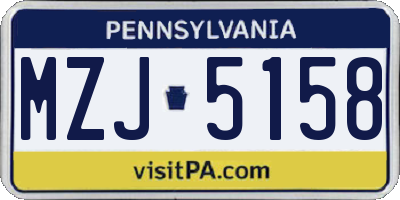PA license plate MZJ5158