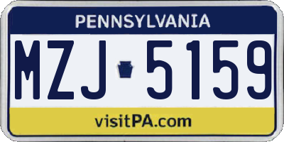 PA license plate MZJ5159