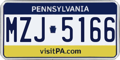PA license plate MZJ5166