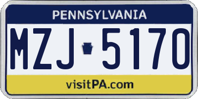 PA license plate MZJ5170