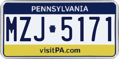 PA license plate MZJ5171