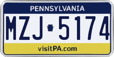 PA license plate MZJ5174