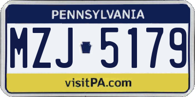 PA license plate MZJ5179