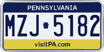 PA license plate MZJ5182