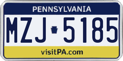 PA license plate MZJ5185