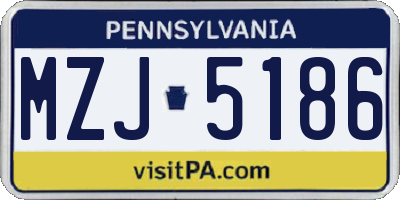 PA license plate MZJ5186