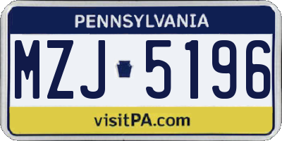 PA license plate MZJ5196