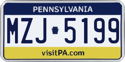 PA license plate MZJ5199