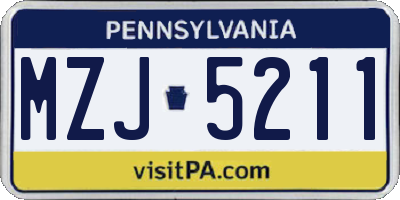 PA license plate MZJ5211