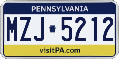 PA license plate MZJ5212