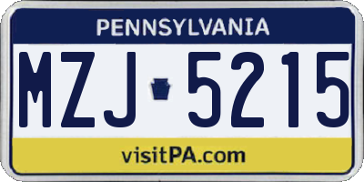 PA license plate MZJ5215