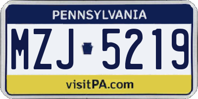 PA license plate MZJ5219