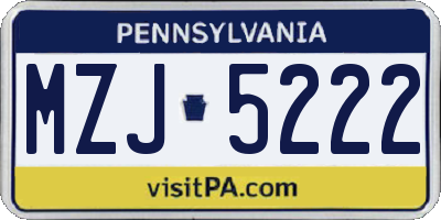 PA license plate MZJ5222