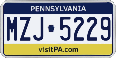 PA license plate MZJ5229