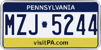 PA license plate MZJ5244