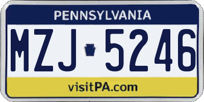 PA license plate MZJ5246