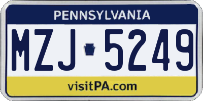 PA license plate MZJ5249