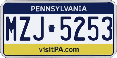 PA license plate MZJ5253