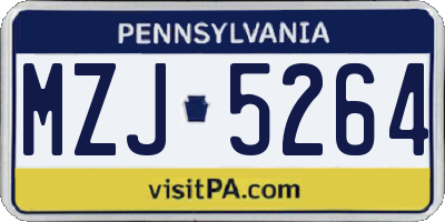 PA license plate MZJ5264