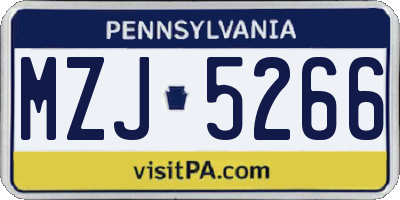 PA license plate MZJ5266