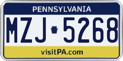 PA license plate MZJ5268