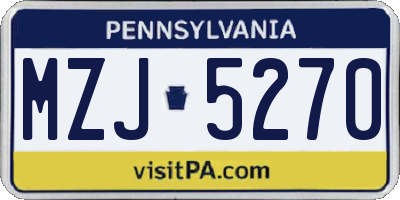 PA license plate MZJ5270