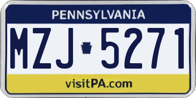 PA license plate MZJ5271