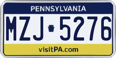 PA license plate MZJ5276