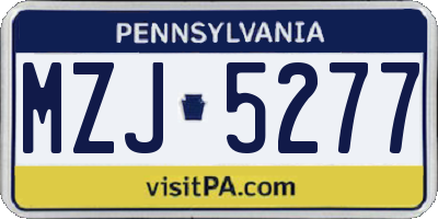 PA license plate MZJ5277