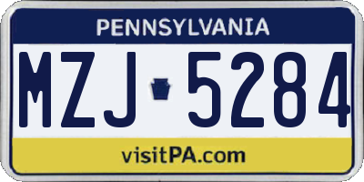 PA license plate MZJ5284