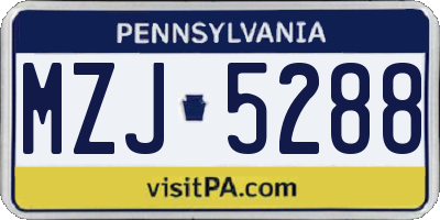 PA license plate MZJ5288