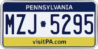 PA license plate MZJ5295