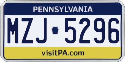 PA license plate MZJ5296