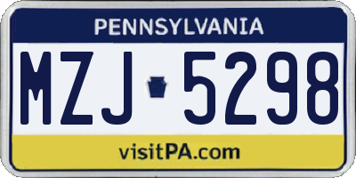 PA license plate MZJ5298