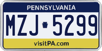 PA license plate MZJ5299