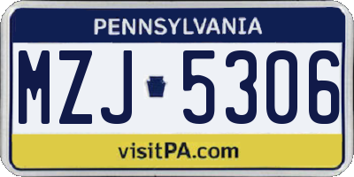 PA license plate MZJ5306