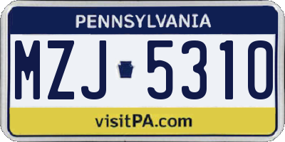 PA license plate MZJ5310