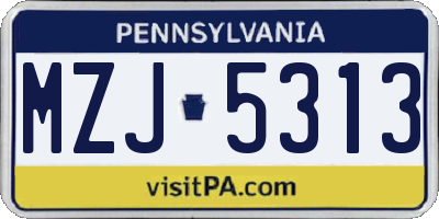 PA license plate MZJ5313