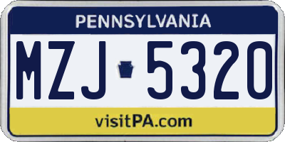PA license plate MZJ5320