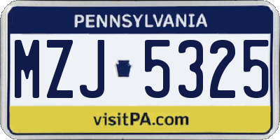 PA license plate MZJ5325