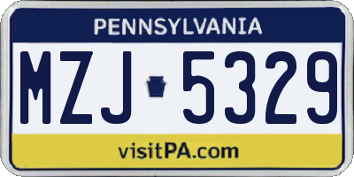 PA license plate MZJ5329