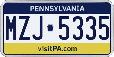 PA license plate MZJ5335