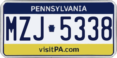 PA license plate MZJ5338