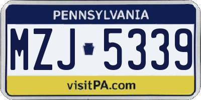 PA license plate MZJ5339
