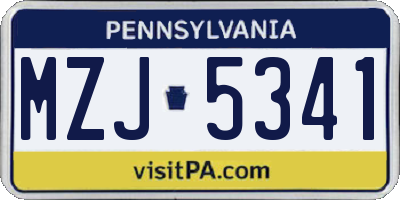 PA license plate MZJ5341